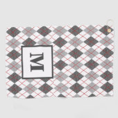 Argyle Karo Rot Grau Silber Golf Benutzerdefiniert Golfhandtuch (Horizontal)