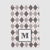 Argyle Karo Rot Grau Silber Golf Benutzerdefiniert Golfhandtuch (Vorderseite)