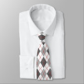 Argyle Karo Rot Grau Silber Individuelles Monogram Krawatte (Gebunden)
