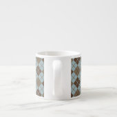 Argyle-Muster in Blau und Taupe Espressotasse (Rückseite)