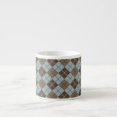 Argyle-Muster in Blau und Taupe Espressotasse (Vorderseite)