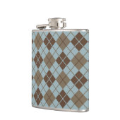 Argyle-Muster in Blau und Taupe Flachmann (Links)
