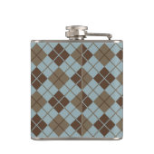 Argyle-Muster in Blau und Taupe Flachmann (Rückseite)