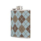 Argyle-Muster in Blau und Taupe Flachmann (Links)