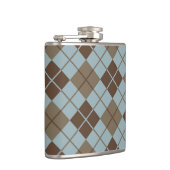 Argyle-Muster in Blau und Taupe Flachmann (Rechts)