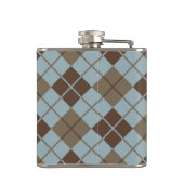 Argyle-Muster in Blau und Taupe Flachmann (Rückseite)