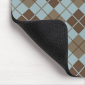 Argyle-Muster in Blau und Taupe Mousepad (Ecke)