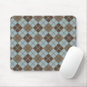Argyle-Muster in Blau und Taupe Mousepad (Mit Mouse)