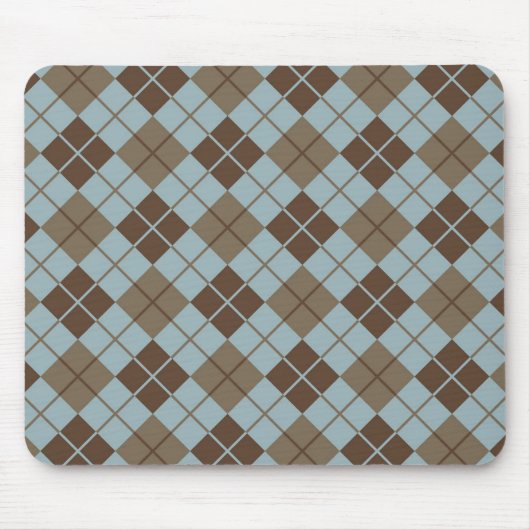 Argyle-Muster in Blau und Taupe Mousepad (Vorne)