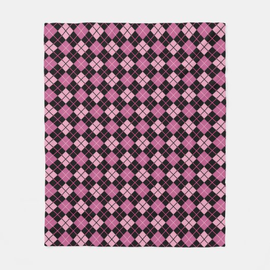 Argyle-Muster in Schwarz und Pink Fleecedecke (Vorderseite)
