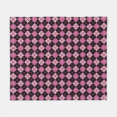 Argyle-Muster in Schwarz und Pink Fleecedecke (Vorderseite (Horizontal))