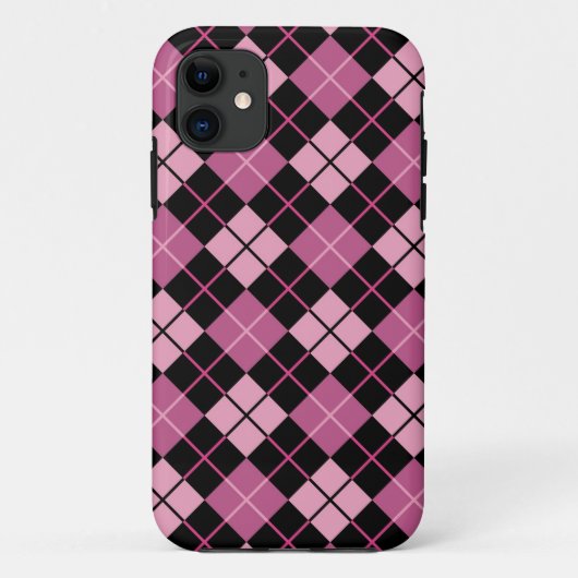 Argyle-Muster in Schwarz und Rosa Case-Mate iPhone Hülle (Rückseite)