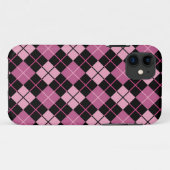 Argyle-Muster in Schwarz und Rosa Case-Mate iPhone Hülle (Rückseite (Horizontal))