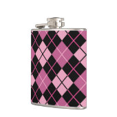 Argyle-Muster in Schwarz und Rosa Flachmann (Links)