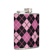 Argyle-Muster in Schwarz und Rosa Flachmann (Rechts)