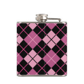 Argyle-Muster in Schwarz und Rosa Flachmann (Rückseite)