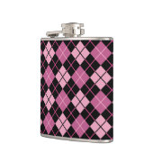 Argyle-Muster in Schwarz und Rosa Flachmann (Links)