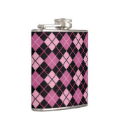 Argyle-Muster in Schwarz und Rosa Flachmann (Rechts)
