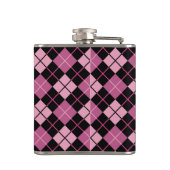 Argyle-Muster in Schwarz und Rosa Flachmann (Rückseite)