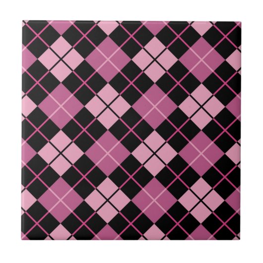 Argyle-Muster in Schwarz und Rosa Fliese (Vorderseite)
