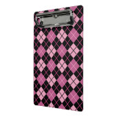 Argyle-Muster in Schwarz und Rosa Mini Klemmbrett (Gewinkelt2)