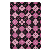 Argyle-Muster in Schwarz und Rosa Mini Klemmbrett (Rückseite)