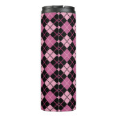 Argyle-Muster in Schwarz und Rosa Thermosbecher (Rückseite)