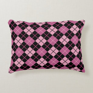 Argyle-Muster in Schwarz und Rosa Zierkissen