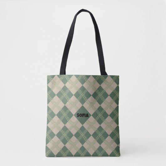 Argyle-Muster Name grün  rote Tasche (Vorderseite)