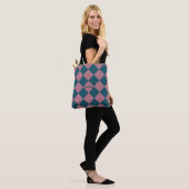 Argyle-Muster Name Ozeanblau Rosa Tragetasche Tasche (Am Model)