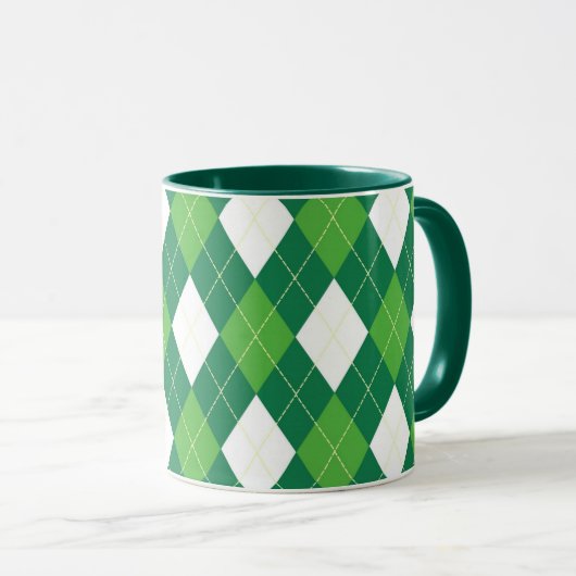 Argyle pattern, green and white tasse (VorderseiteRechts)