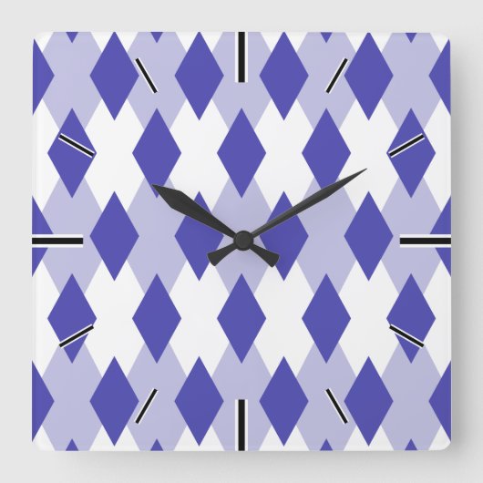 Argyle Plaid Pattern_4A46B0 Quadratische Wanduhr (Vorderseite)