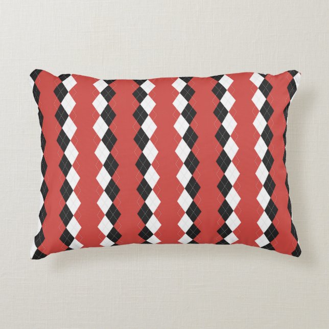 Argyle plaid. Scottish pattern in white,  black an Dekokissen (Vorderseite)
