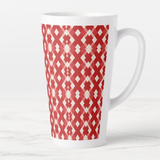 Argyle, red white pink Valentine's day  Milchtasse (Rechts)