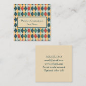 Argyle Retro Harlequin Red Green Template Quadratische Visitenkarte (Vorne/Hinten)
