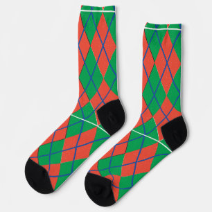 Argyle Rot und Grün mit blauen Streifen Socken