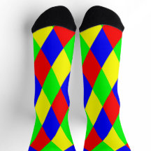 Argyle-Typ grüne rote und gelbe Socken
