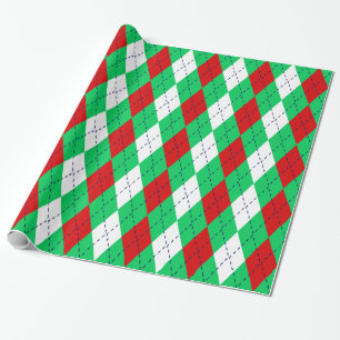 Argyle XL Smaragdgrün Navyblau Rot Weiß Geschenkpapier