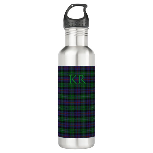 Argyll District Tartan mit Monogramm/Initialen Edelstahlflasche (Vorderseite)