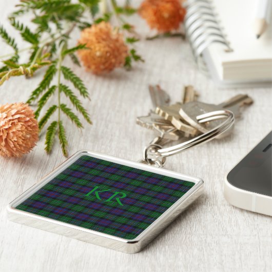 Argyll District Tartan mit Monogramm/Initialen Schlüsselanhänger (Seite)