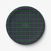 Argyll District Tartan mit Monogramm/Name Pappteller (Vorderseite)