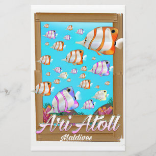 Ari Atoll Maldives Reiseplakat Briefpapier