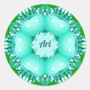 ARI ~ Helles Abstraktes Fraktal Muster ~ Runder Aufkleber