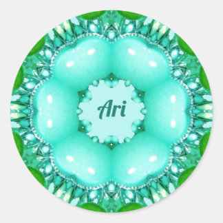 ARI ~ Helles Abstraktes Fraktal Muster ~ Runder Aufkleber