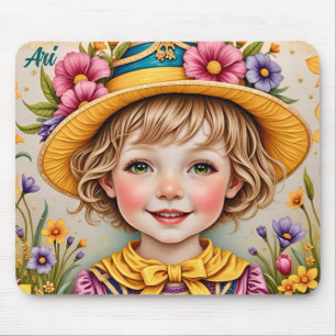 ARI ~ Vintage Girl-Blume ~ Mousepad