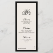 Aria | Black and Beige Minimal Classic Wedding Menükarte (Vorderseite)