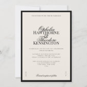 Aria | Black and Beige Minimal Elegant Wedding  Einladung (Vorderseite)