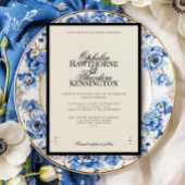 Aria | Black and Beige Minimal Elegant Wedding  Einladung