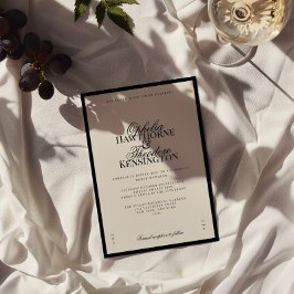 Aria | Black and Beige Minimal Elegant Wedding Einladung