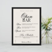 Aria | Black Beige Elegant Wedding Bar Sign (Stehend Vorderseite)